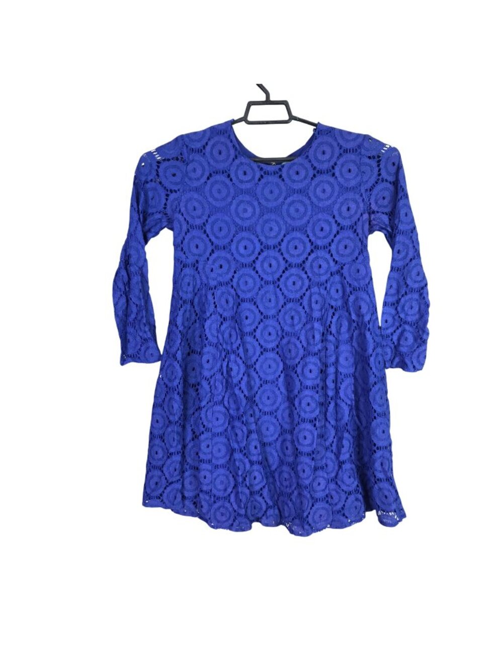 Womens CeCe Cynthia Steffe Blue Lace Long Sleeve Dress Back Keyhole Tie Size 6